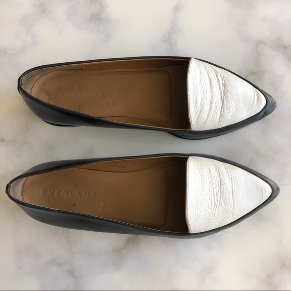 Everlane Shoes - Everlane White and Black Modern Point Flats